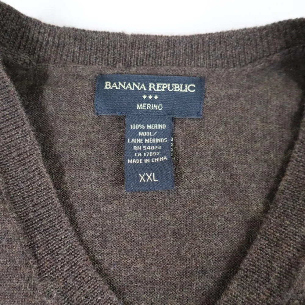 Banana‎ Republic Sweater Vest Men's XXL Merino Wool Brown Preppy Quiet Luxury